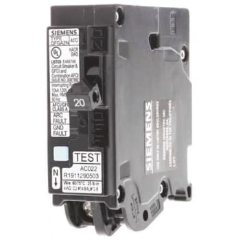 Image for Siemens 20 Amp 1-Pole Qfga2n Afci/Gfci 10 Ka Breaker from HD Supply