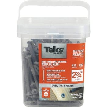 Image for Teks #12 X 2-3/4"zinc-Plated Screws With Wings, Flt-Head Package Of 200 from HD Supply