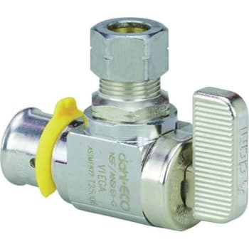 Image for Viega Pureflw 1/2 In. X 1/4 In. Zero Lead Press Stop Valve Angled from HD Supply