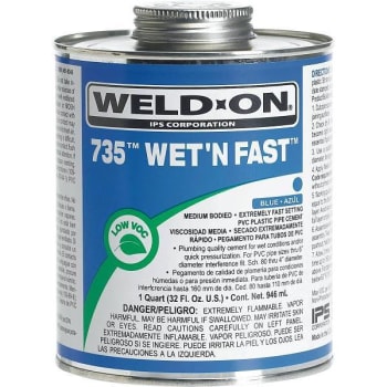 Weld-On 8 Oz. PVC 735 Wet-N-Fast Cement (Blue)