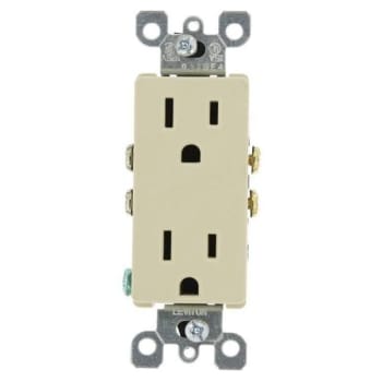 Image for Leviton Decora 15a Residential-Grade Grounding Duplex Outlet (Ivory) from HD Supply