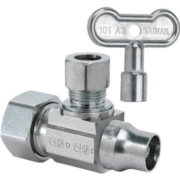 Image for Brasscraft 1/2 In. X 3/8 In. Out Angle Ball Valve With Lockshield And Key No-Lead (Brass) from HD Supply