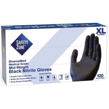 Image for The Safety Zone X-Large Black Fentanyl Tested Powder-Free Nitrile Gloves (100-Pack) from HD Supply