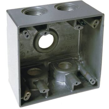 Image for Bell N3r Aluminum 2-Gang Weatherproof Electrical Box, 3/4"Five Outlets, Plugs (Gray) from HD Supply