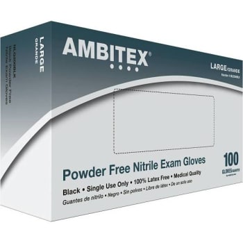 Image for Ambitex Small Black Powder-Free Nitrile Exam Gloves (100-Pack) from HD Supply