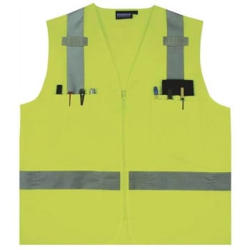 Image for Erb S414 X-Large Hi Viz Lime Poly Oxford Multi-Pocket Surveyor Vest from HD Supply