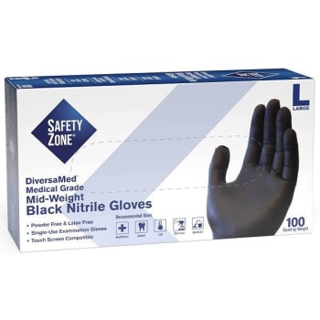 Image for The Safety Zone Large Black Fentanyl Tested Nitrile Disposable Gloves (100-Pack) from HD Supply