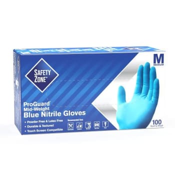 The Safety Zone Medium Blue Powder-Free Nitrile Disposable Gloves (100-Pack)