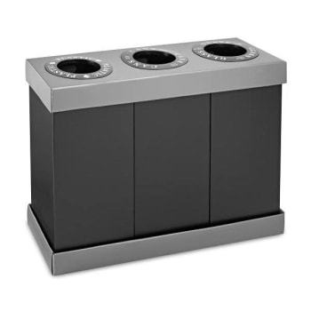 Image for Alpine Industries 28 Gallon Black Corrugated Plastic 3-Compartment Indoor Trash from HD Supply