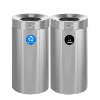 Image for Alpine Industries 54 Gallon Ss Decorative Recycling And Trash Can Package Of 2 from HD Supply