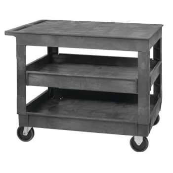 Image for Quantum Storage Systems 3-Shelf Polymer Mobile Cart, Flat Top, 35" X 23", Gray from HD Supply