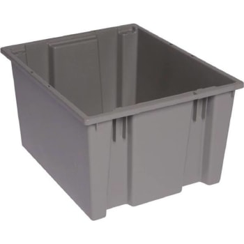 Quantum Storage Systems Stack & Nest Tote, 19-1/2"X15-1/2"X13", Gray, Case Of 6