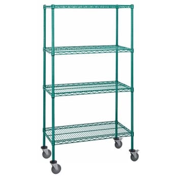 Image for Quantum Storage Systems 4-Wire Shelf Mobile Cart, 18"h X 36"l X 63"h, Green from HD Supply