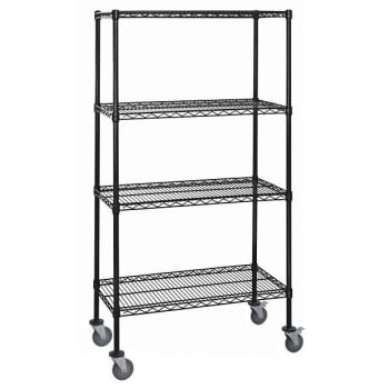Image for Quantum Storage Systems 4-Wire Shelf Mobile Cart, 24"H X 48"L X 74"H, Black from HD Supply