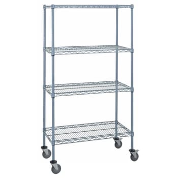 Quantum Storage Systems 4-Wire Shelf Mobile Cart, 24"H X 36"L X 74"H, Gray