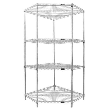 Image for Quantum Storage Systems 4-Shelf Corner Wire Shelving Unit, 18"X36"X74", Chrome from HD Supply