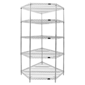 Image for Quantum Storage Systems 5-Shelf Corner Wire Shelving Unit, 24"X42"X74", Chrome from HD Supply