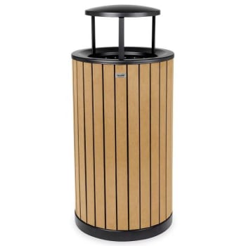 Image for 32-Gal Od Slatted Wood Style Panel Steel Trash Receptacle Bonnet Lid Cedar from HD Supply