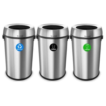 Image for Alpine Industries 51 Gallon Stainless Deco Recycle/Trash/Compost Package Of 3 from HD Supply