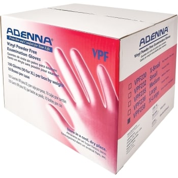 Adenna VPF 3.5 Mil Vinyl Powder Free Exam Gloves, XL-Case Of 900