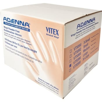 Adenna VTX 4 Mil Vinyl Powder Free Exam Gloves, Medium-Case Of 1,000