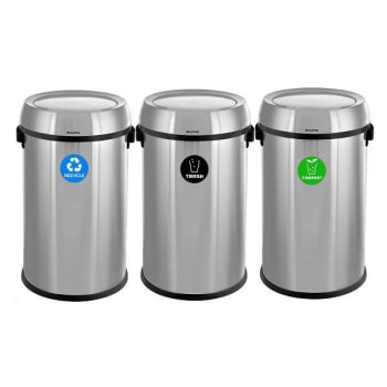 Image for Alpine Industries 51 Gallon Stainless Recycle/trash/compost Recycle Package Of 3 from HD Supply