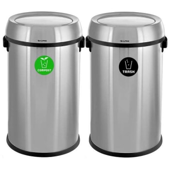 Image for Alpine Industries 34-Gallon Ss Compost/Trash/Recycle Station/Lid Package Of 2 from HD Supply