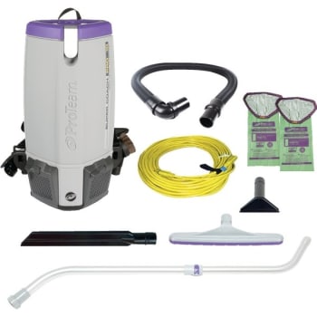 ProTeam Super Coach Pro 10 120 Volt 10 Quart Backpack Vacuum w/ Multi-Surface Tool and Telescoping Wand Kit