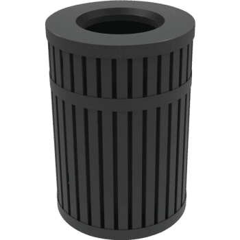 Image for Commercial Zone Products Archtec Parkview 45 Gallon Stainless Steel Slotted Trash Can (Black) from HD Supply