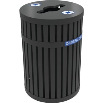 Image for Commercial Zone Products ArchTec 45 Gallon Parkview Steel Slotted Recycling Receptacle w/ Decals (Black) from HD Supply