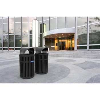 Image for Commercial Zone Products Archtec Parkview 45 Gallon Stainless Steel Waste Container W/ Canopy (Black) from HD Supply