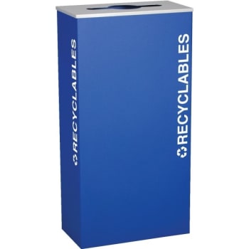 Ex-Cell Kaleidoscope 17 Gallon Steel Mixed Recyclables Receptacle (Blue)