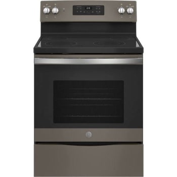 GE® 30 In. 5.3 cu. ft. Smooth Electric Freestanding Range, Self Clean, Slate