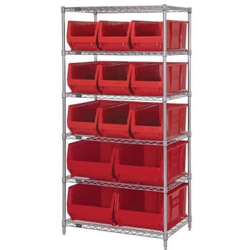 Image for Quantum Storage Systems Wire Shelf Unit With 10 Red Hulk Container, 24x36x74 from HD Supply