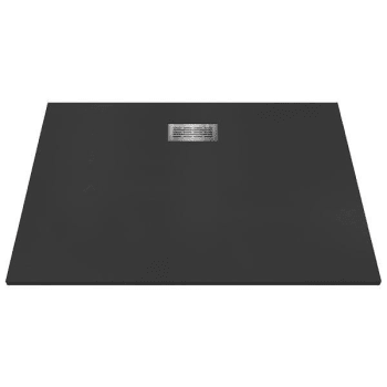 Castico 60" L X 42" W X 1.125" H Composite Stone Shower Pan Drain Graphite Sand