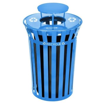 Image for Alpine Industries 38 Gallon Blue Metal Outdoor Recyc Receptacle W/lid from HD Supply
