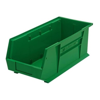 Quantum Storage Systems Ultra Stack & Hang Bin, 18"x8-1/4"x7", Green, Case Of 6