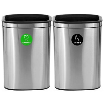 Image for Alpine Industries 21 Gallon Ss Decorative Slim Compost/trash Can Package Of 2 from HD Supply