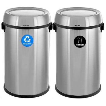 Image for Alpine Industries 34-Gallon Ss Recycle/Can Station W/Lid Package Of 2 from HD Supply