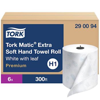 Tork Matic Hand Towel Roll, Premium, 2-Ply, White, 300 Ft Per Roll, Case Of 6
