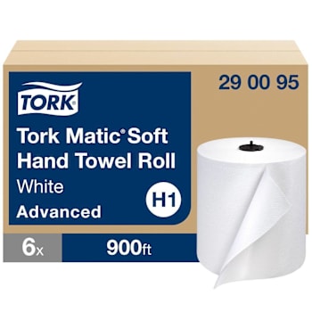 Tork Matic Hand Towel Roll, Advanced, 1-Ply, White, 900 Ft Per Roll, Case Of 6