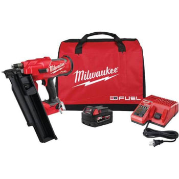 Milwaukee M18 Fuel 18v 3-1/2 In. 21-Degree Li-Ion Nailer Kit W/ Battery, Charger, And Bag