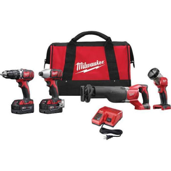 Milwaukee M18 18v Li-Ion Cordless Combo Tool Kit W/ Two 3.0ah Batteries And Charger