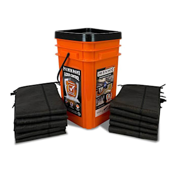 Quick Dam Outdoor Grab & Go Bucket – 10 Pack 5ft Flood Barriers, Water-Activated Flood Control, 3.5" High