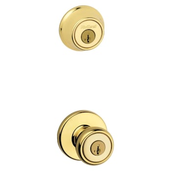 Image for Kwikset Tylo Polished Brass Keyed Entry Knob And Single Cylinder Deadbolt Combo With Smartkey Security from HD Supply