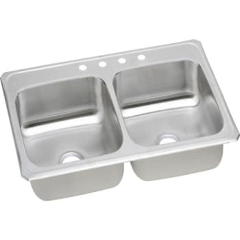 Elkay® Double Bowl Stainless Steel Top Mount Sink 33 x 21-1/4 x 7" 3 Hole