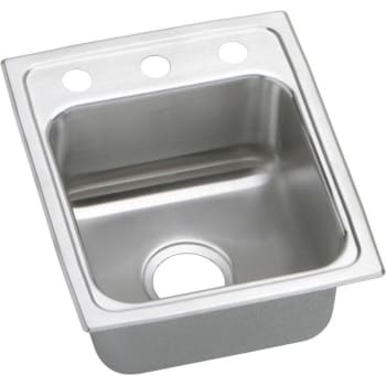Image for Elkay® Single Bowl Stainless Top Mount Bar Sink 15 x 17-1/2 x 7-5/8" 1 Hole from HD Supply