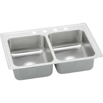 Elkay® Double Bowl Stainless Steel Top Mount Sink 33 x 19-1/2 x 7-5/8" 4 Hole