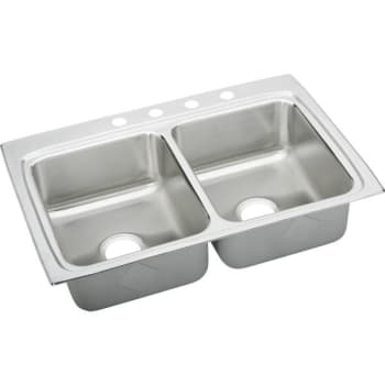 Elkay® Double Bowl Stainless Steel Top Mount Sink 33 x 22 x 8" 4 Hole