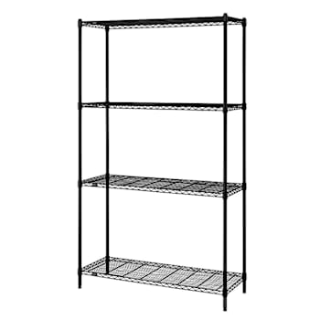 Quantum Storage Systems 4-Shelf Wire Shelving Unit, 18x48x72, Black Epoxy